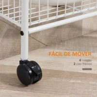 HOMCOM Estante de Cocina con Ruedas Carro de Almacenamiento de 4 Niveles para Cocina Baño Salón 42x34x114,5 cm Blanco(m-6)