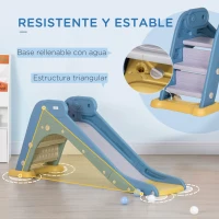 AIYAPLAY Tobogán para Niños 18-48 Meses Tobogán Infantil para Interior y Exterior 145x45x63 cm Azul y Gris(m-4)