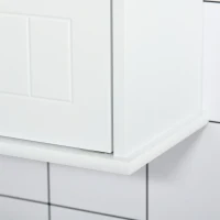 kleankin Spiegelschrank Badezimmerschrank Badschrank Hängeschrank Badmöbel Wandschrank Mehrzweckschrank mit Regale Glas Weiß 55 x 17,5 x 60 cm(m-8)