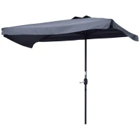 Outsunny Demi parasol - parasol de balcon 5 entretoises métal 2,3 x 1,3 x 2,49 m polyester haute densité gris(m-12)