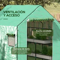 Outsunny Cubierta de Repuesto de Invernadero 140x143x190 cm con Ventana Puerta con Cremallera Anti-UV Protección de Plantas Verde(m-6)