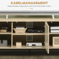 HOMCOM TV-Bank im Skandi-Design, 3 Schrankfächer, versetzbare Einlegeböden, Kabelmanagement, 150 x 40 x 51 cm(m-6)