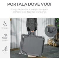 Outsunny Lettino da Giardino con Schienale Regolabile in 5 Posizioni, Lettino Pieghevole in Metallo e Tessuto Oxford, 187x55x24cm, Grigio(m-5)