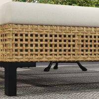Outsunny Polyrattan Sonnenliege Gartenliege mit Kissen 3-stufig verstellbar Rattanliege Gartenmöbel Liege Stahl Natur 65 x 200 x 31 cm(m-7)