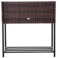 Outsunny Soporte para Jardinera Exterior para Huerto Urbano Mesa de Cultivo Jardinera Rectangular sin Fondo con Estante y Patas para Jardineras Macetas Tiestos 70x30x70 cm Marrón(m-4)