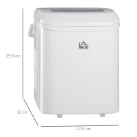 HOMCOM Máquina de Hacer Hielo 12 kg/24h Autolimpieza 9 Cubitos de Hielo en 6-12 Minutos 2 Tamaños de Cubitos Crema(m-3)