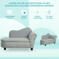 HOMCOM Kindersofa, Récamiere, verstecktes Staufach, Rahmen aus Eukalyptusholz, grau, 80 x 40 x 49cm(m-5)