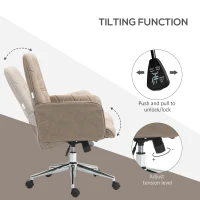 Vinsetto Microfibre Computer Chair with Armrest, Modern Swivel Chair with Adjustable Height, Khaki(m-5)