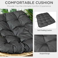 Outsunny Outdoor PE Rattan Rocking Chair, Patio Luxury Round Wicker Garden Porch Furniture w/ Thick Cushion, Natural Wood Finish(m-5)