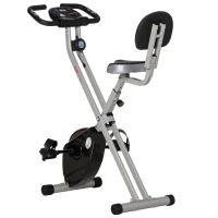 HOMCOM Vélo d'appartement pliable vélo de fitness vélo d'intérieur 8 niveaux de résistance magnétique avec dossier selle réglable écran LCD multifonction capteur fréquence cardiaque noir(m-10)