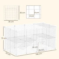 PawHut DIY 36 Panel Pet Playpen Metal Wire Fence for Chinchilla, Hedgehog, Bunny, Indoor, Outdoor Use, White(m-3)