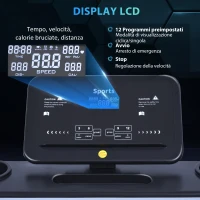 HOMCOM Tapis Roulant Elettrico Pieghevole 1-12km/h, Tapis Roulant Salvaspazio con 12 Programmi Preimpostati, Display LCD e Supporto per Tablet, per Camminata e Corsa, Compatto per Casa e Ufficio, Nero(m-4)