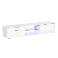 HOMCOM Mobile Porta TV con Luci LED 16 Colori per TV Fino 55", 160x35x30cm - Bianco(m-1)