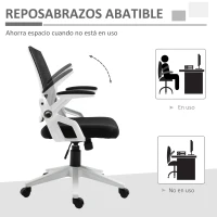 Vinsetto Silla de Oficina Ergonómica Silla de Juvenil con Altura Ajustable Reposabrazos Abatibles Soporte Lumbar y Respaldo Malla Transpirable 61x61x94-104 cm Negro(m-7)