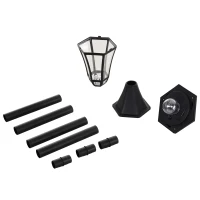 Outsunny 2 lampadaires sur pied solaires d'extérieur jardin avec 2 lampes LED blanc 6000K IP44 Ø18,5 x 129H cm noir(m-9)