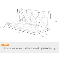 Outsunny Garden Bench Cushion, 2 Seater Swing Chair Cushion, Seat Pad with Ties for Indoor and Outdoor Use, 110 x 120 cm, Dark Grey(m-3)