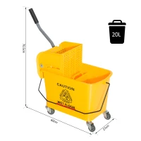 HOMCOM Cubo de Fregar 20L con Ruedas y Escurridor Cubo para Fregona con Separador de Agua 60x27x70,5 cm Amarillo(m-3)