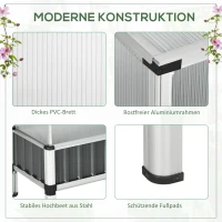 Outsunny Hochbeet mit Aufsatz, Mini-Gewächshaus, wetterbeständig, 80 cm x 50 cm x 74 cm, Silber + Transparent(m-6)