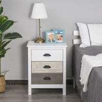 HOMCOM Mesilla de Noche con 3 Cajones Mesa de Noche para Dormitorio Salón 50x38x65 cm Blanco(m-7)