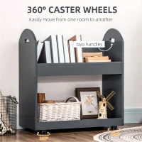 HOMCOM 2-Tier Storage Shelves, Kitchen Cart Shelf Unit with Wheels for Dining & Living Room, Home Study, Grey(m-5)