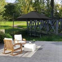 Outsunny 2.5m Rotating Cantilever Parasol - Black(m-9)