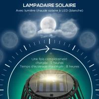 Outsunny Lampe à poser luminaire LED de jardin solaire en résine tressée imitation rotin - 34 x 34 x 56 cm noir(m-5)