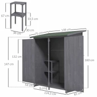 Outsunny Gartenschrank Geräteschuppen mit 2 Tür Geräteschrank mit Asphaltdach Gartenlagerschrank Antidumping Design mit Bodennägel Tannenholz Grün+Grau 139 x 75 x 160 cm(m-3)