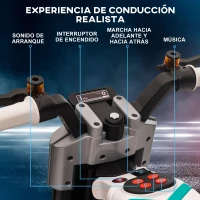 HOMCOM Moto Eléctrica Infantil con Faros Música Bocina Velocidad 3 km/h para Niños de 3-5 Años 86x44x58cm Negro y Blanco(m-4)