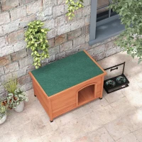 PawHut Wooden Dog Kennel, Outdoor Pet House, with Removable Floor, Openable Roof, Water-Resistant Paint - Natural Wood Tone(m-9)