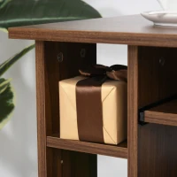 HOMCOM Mesa Escritorio para PC Mesa de Ordenador con Estantes abiertos y baldas Ajustables Armario Soporte para CPU y Bandeja Extraíble 120x60x74 cm Madera Natural(m-7)