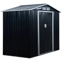 Outsunny Geräteschuppen mit Schiebetüren 2,13 x 1,30 x 1,85cm Metall Kohlegrau(m-11)