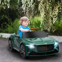 HOMCOM Bentley Bacalar Licensed 12V Kids Electric Car, with Remote Control, Horn, Lights, Music, Suspension Wheels, Green(m-2)