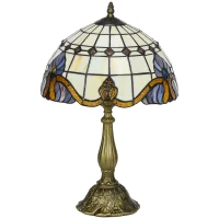 HOMCOM Lámpara de Mesa Hecha a Mano Estilo Clásico Lámpara de Noche de Vidrio para Dormitorio Salón Ø30x48 cm Multicolor(m-11)