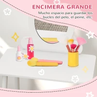 AIYAPLAY Tocador de Maquillaje para Niñas de +3 Años Tocador Infantil con Taburete y Espejo Diseño Sencillo Blanco(m-5)