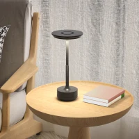 HOMCOM Lampada Senza Filo Touch Luce LED 3 Tonalità e Batteria Ricaricabile, Ø13x28.5cm, Nero(m-2)