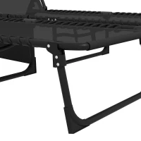 Outsunny Portable Sun Lounger Set of 2, Folding Camping Bed Cot, Reclining Lounge Chair 5-position Adjustable Backrest with Side Pocket, Pillow for Patio Garden Beach Pool, Black(m-8)