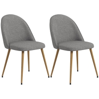 HOMCOM Pack de 2 Sillas de Comedor Sillas de Cocina Tapizadas de Tela de Lino con Patas de Acero Carga 120 kg 50x52x83 cm Gris
