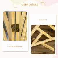 PawHut Hundeabsperrgitter, Türgitter, 3 Paneele, freistehend, klappbar, mit Gummipuffern, Kiefer, 181 x 35 x 76cm(m-7)