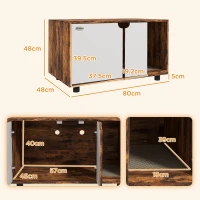 PawHut Hidden Cat Litter Box Furniture, with Sand Drain Pad - Rustic Brown(m-3)