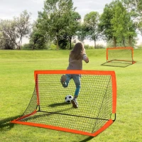 HOMCOM Fußballtor Set, leicht, einfache Montage, Tragetasche, Stahlrohre, 183x90x90 cm, Orange(m-2)