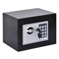 HOMCOM Safe, Tresor, Möbeltresor, mit Elektronikschloss, Stahl, Schwarz,  23 x 17 x 17 cm(m-1)