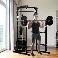 HOMCOM Stazione Fitness Multifunzione Power Tower per Palestra in Casa e Ufficio 155x118x220cm Nero(m-2)