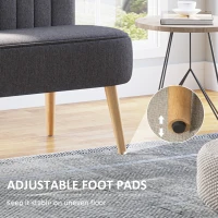 HOMCOM Modern Double Seat Sofa Loveseat Couch 2 Seater Compact Sofa Padded Linen Wood Leg Dark Grey(m-7)