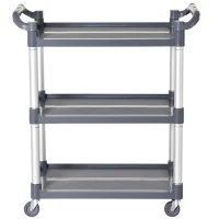 HOMCOM Carrito Auxiliar con Ruedas de Aleación de Aluminio Carrito de Cocina de 3 Niveles Carrito de Almacenamiento Carga 105 kg para Comedor Sala Baño 88x44x93 cm Gris(m-6)