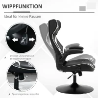 Vinsetto Gaming Stuhl ergonomischer Computerstuhl mit Wippfunktion Drehstuhl höhenverstellbar Stahl Schwarz+Weiß 67 x 70 x 106-112 cm(m-5)