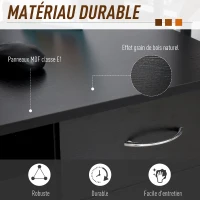 HOMCOM Bureau informatique table d'ordinateur multimédia multi-rangements avec étagère tiroir tablette clavier MDF 120 x 60 x 74 cm noir(m-4)