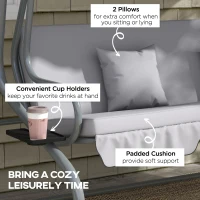 Outsunny Three-Person garden Swing Chair, with Adjustable Canopy - Light Grey(m-7)