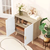 HOMCOM Mobile Multiuso con Ripiano Regolabile su 3 Livelli e Base Rialzata, in Legno, 76x41.2x74 cm, Bianco e Rovere(m-6)