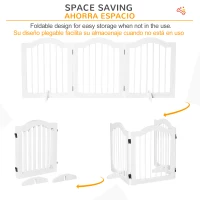 PawHut Barrera de Seguridad para Perros Pequeños Plegable Barrera para Perros en Casa de 3 Paneles 154,5x29,5x61 cm Blanco(m-5)