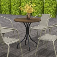 Outsunny Φ66cm Galvanised Steel Garden Table - Brown(m-8)